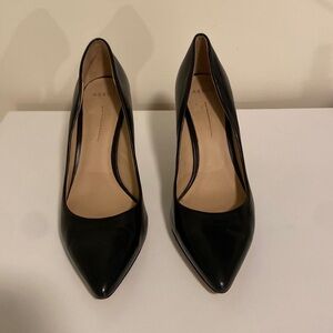 Aerin Black Leather Pointed Toe Pumps